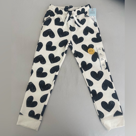 Cat & Jack Heart Pattern Joggers - Black & White - Picture 1 of 2